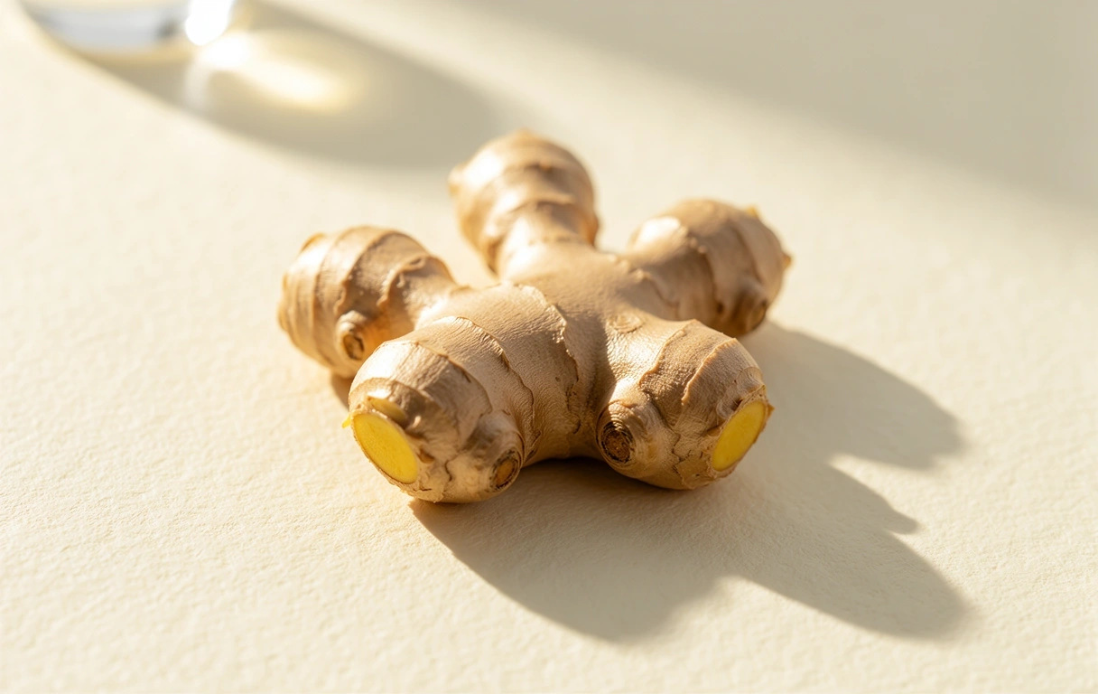 Botanical specimen of fresh ginger root