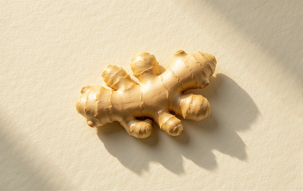 Raw ginger root botanical specimen